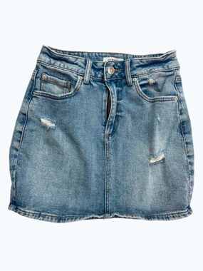 Garage Light Blue Distressed Denim Skirt XS Juniors